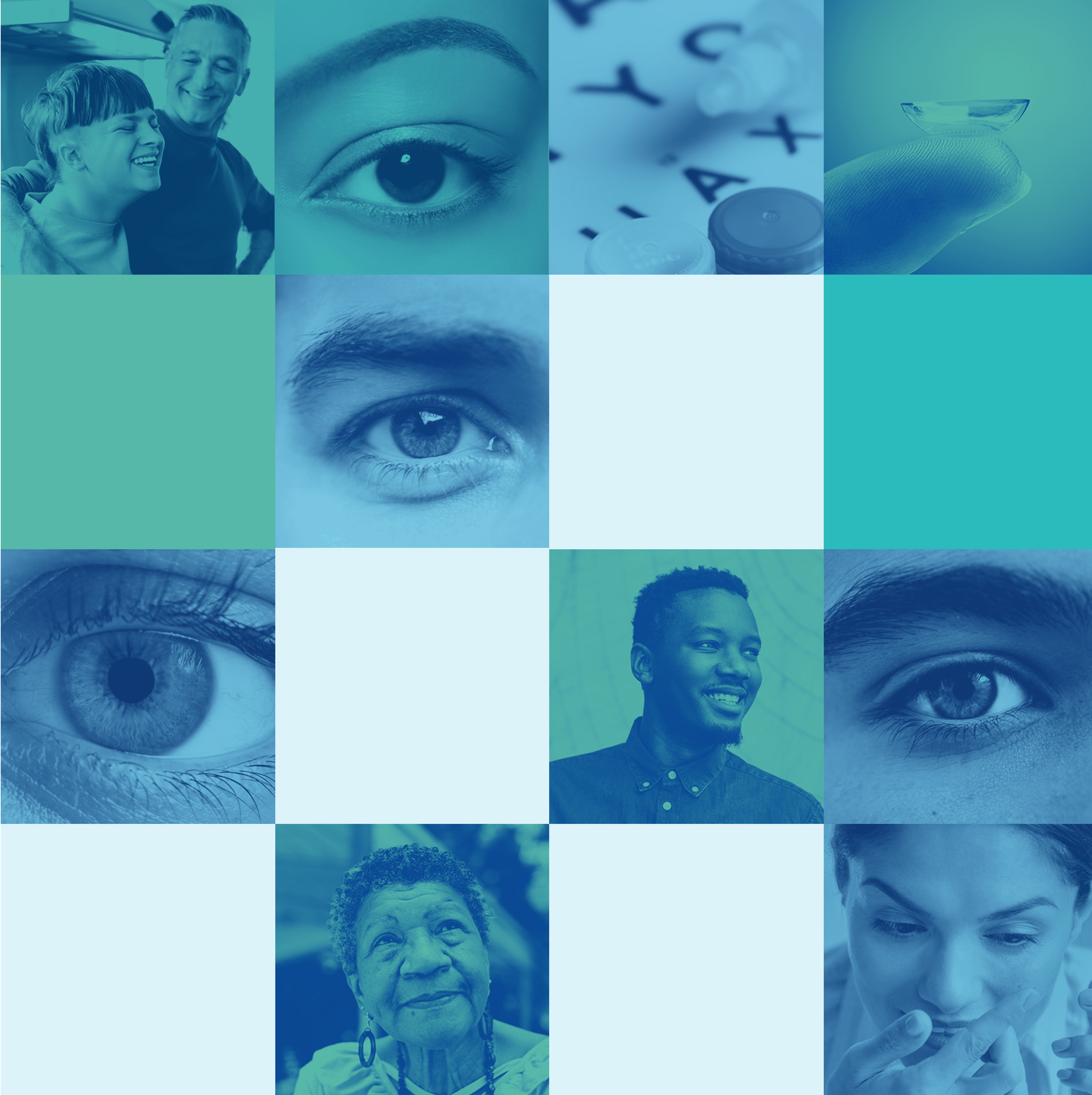 Collage of people, eyes, and contact lenses